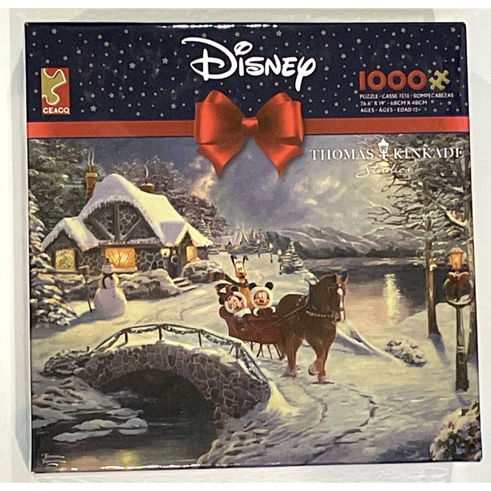 Thomas Kinkade DISNEY Mickey and Minnie Evening Sleigh Ride Holiday Puzzle